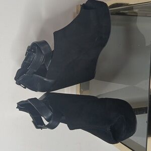 Torrid black suede chunky wedge heels size 9w